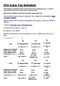 CFA Exam Fee Schedule