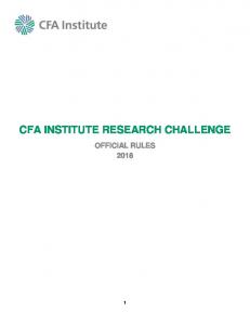 CFA INSTITUTE RESEARCH CHALLENGE