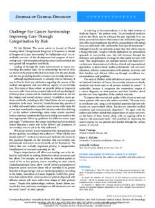 Challenge For Cancer Survivorship: Improving Care Through ...