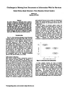 Challenges in Moving from Documents to Information Web for Services