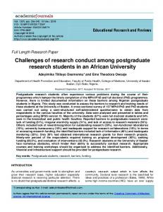 Challenges of research conduct among ... - Academic Journals