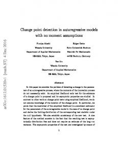 Change point detection in autoregressive models with no ... - arXiv