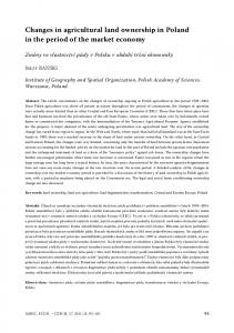 Changes in agricultural land ownership in Poland in the period of the ...