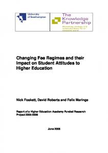 Changing Fee Regimes and their Impact on Student ... - CiteSeerX