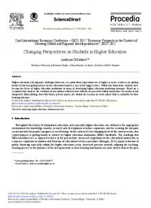 Changing Perspectives on Students in Higher ... - ScienceDirect.com