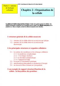 Chapitre 2 : Organisation de la cellule