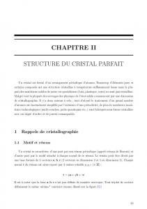 CHAPITRE II STRUCTURE DU CRISTAL PARFAIT - Iramis