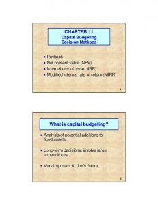 CHAPTER 11 What is capital budgeting?