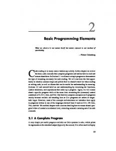 Chapter 2: Basic Programming Elements