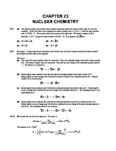 CHAPTER 23 NUCLEAR CHEMISTRY