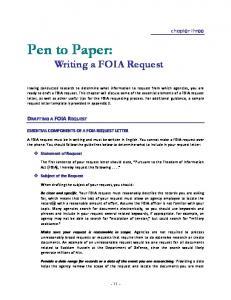 Chapter 3 - Pen to Paper: Writing a FOIA Request