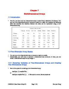 Chapter 7 Multidimensional Arrays