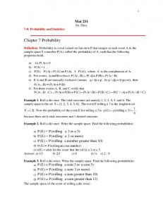 Chapter 7 Probability