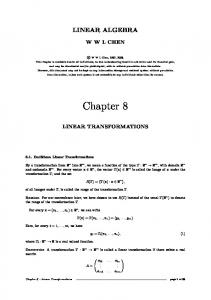 Chapter 8 : Linear Transformations