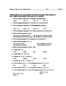 Chapter One Practice Test A