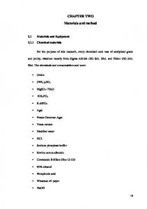 CHAPTER TWO Materials and method