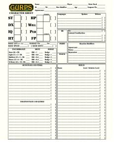 Character Sheet - Steve Jackson Games