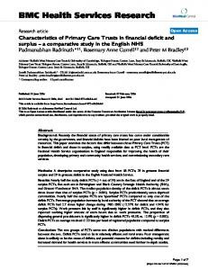 Characteristics of Primary Care Trusts in financial deficit and surplus