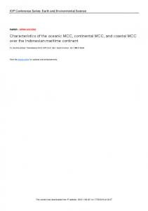 Characteristics of the oceanic MCC, continental MCC ...