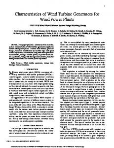 Characteristics of Wind Turbine Generators for Wind Power Plants