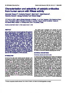 Characterization and selectivity of catalytic antibodies ... - BioMedSearch