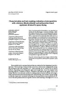 Characterization and taste masking evaluation of ...