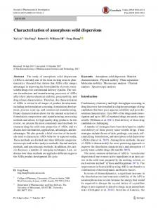 Characterization of amorphous solid dispersions - Springer Link