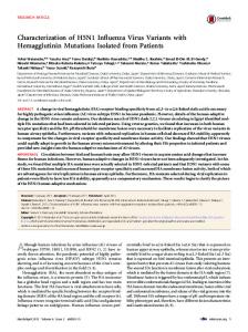 Characterization of H5N1 Influenza Virus Variants with Hemagglutinin ...