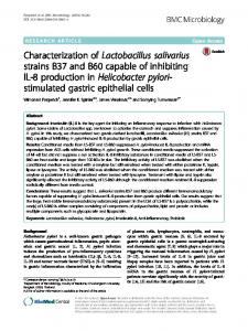 Characterization of Lactobacillus salivarius strains B37 and B60 ...