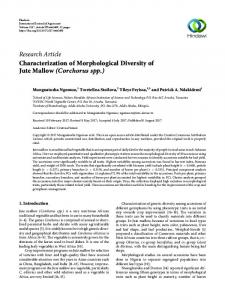 Characterization of Morphological Diversity of Jute Mallow (Corchorus