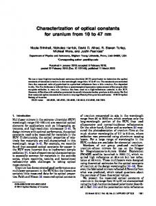 Characterization of optical constants for uranium from ... - BYU Physics