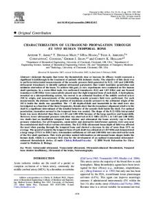 Characterization of ultrasound propagation ... - University of Cincinnati