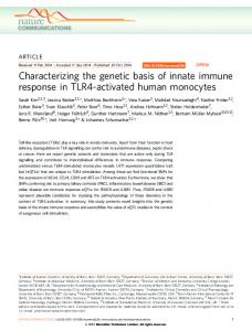 Characterizing the genetic basis of innate immune response in TLR4