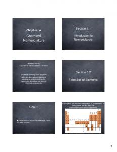 Chemical Nomenclature