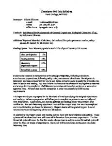 Chemistry 101 Lab Syllabus - Dordt College Homepages