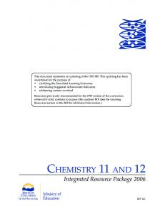 Chemistry 11 and 12 curriculum