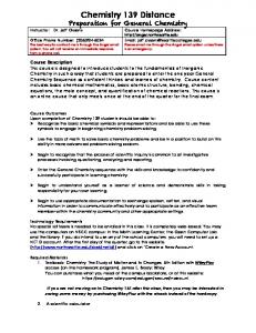 Chemistry 139 Distance