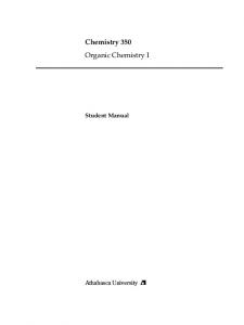 Chemistry 350 Organic Chemistry I