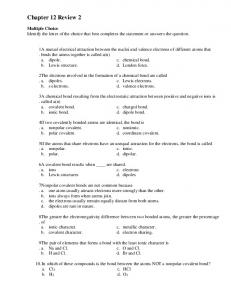 Chemistry-Chapter 6 Practice Test