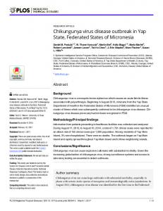 Chikungunya virus disease outbreak in Yap State ... - Semantic Scholar