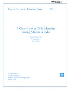 Child Mortality among Adivasis in India - South Asia Environment Portal