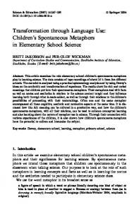 Children's Spontaneous Metaphors in Elementary School Science