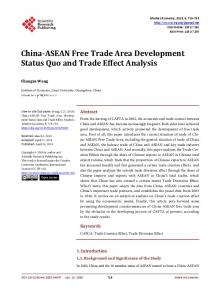 China-ASEAN Free Trade Area Development Status Quo and Trade ...