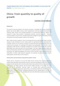 China: From quantity to quality of growth - United Nations ESCAP