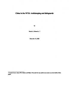 China in the WTO: Antidumping and Safeguards - CiteSeerX