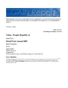 China - Peoples Republic of Dried Fruit Annual 2009