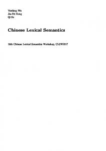 Chinese Lexical Semantics