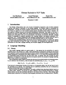 Chinese Radicals in NLP Tasks - Stanford NLP Group
