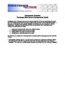 Christensen Software Exchange 2003 Server Configuration Guide