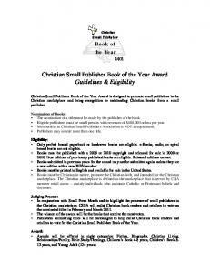 Christian Small Publisher Book of the Year Award Guidelines ...